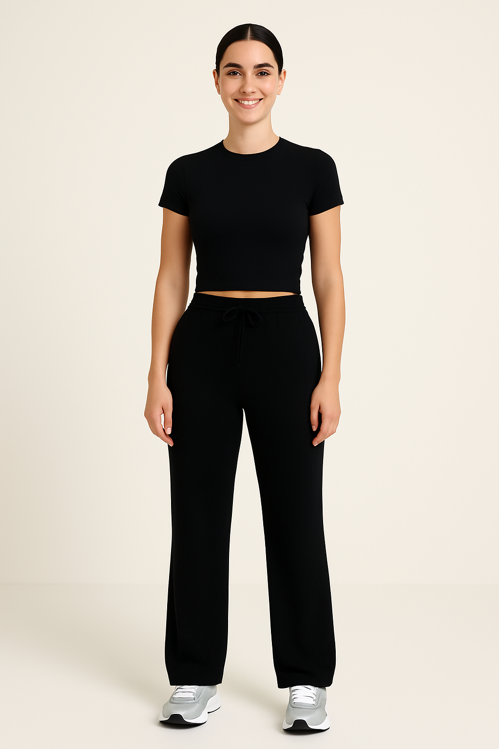 Ensemble Femme Deux Pièces Tissu Doux Style Décontracté