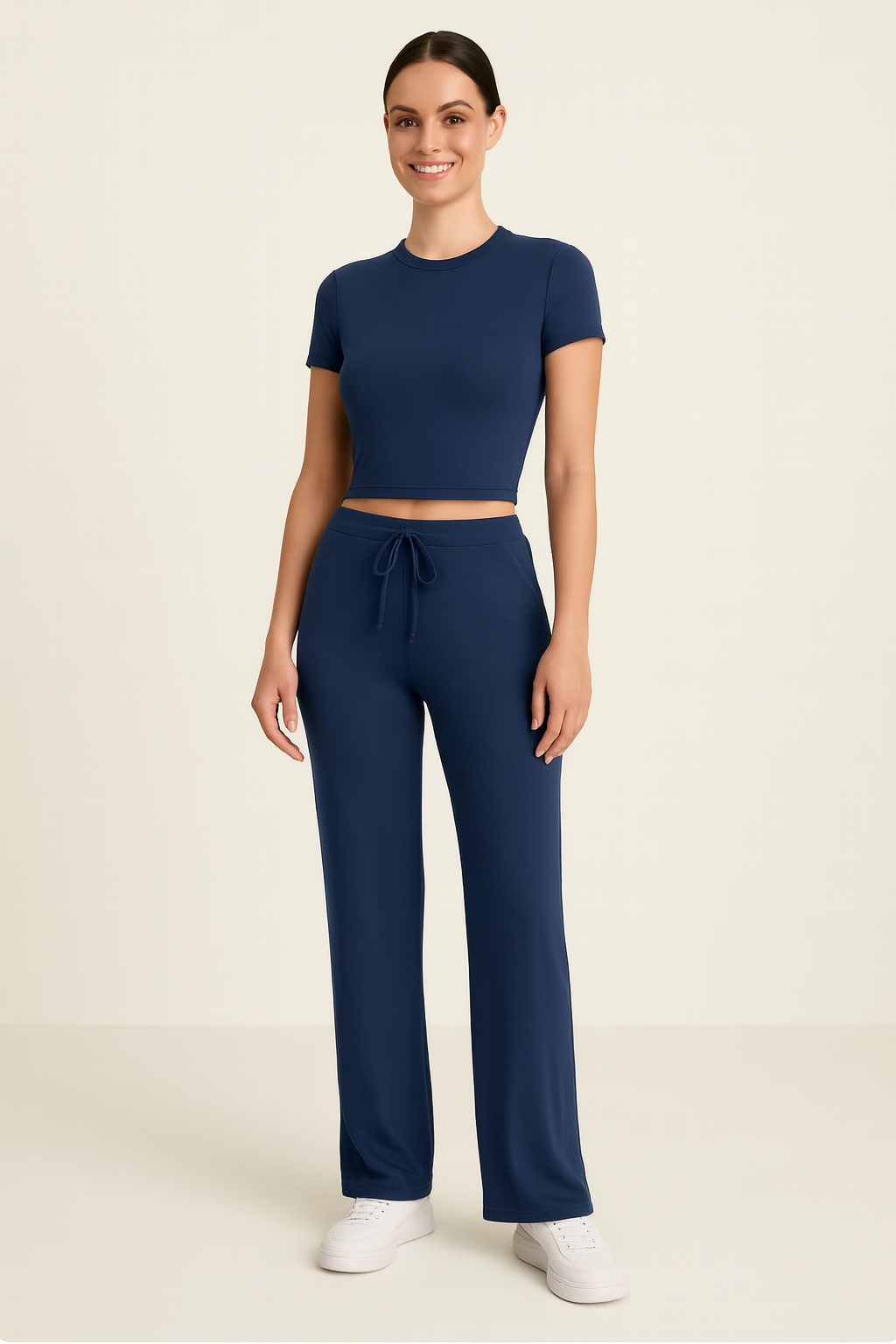 Ensemble Femme Deux Pièces Tissu Doux Style Décontracté