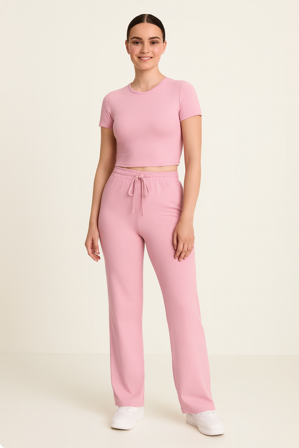Ensemble Femme Deux Pièces Tissu Doux Style Décontracté