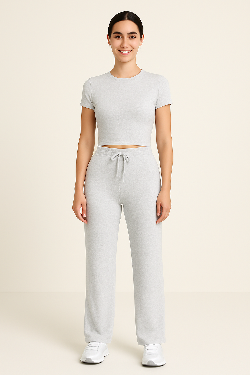 Ensemble Femme Deux Pièces Tissu Doux Style Décontracté