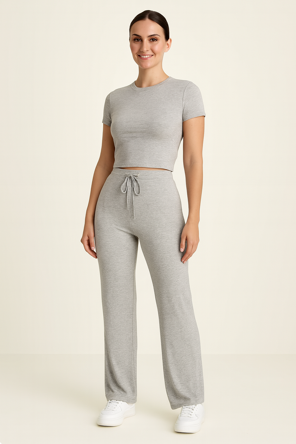 Ensemble Femme Deux Pièces Tissu Doux Style Décontracté