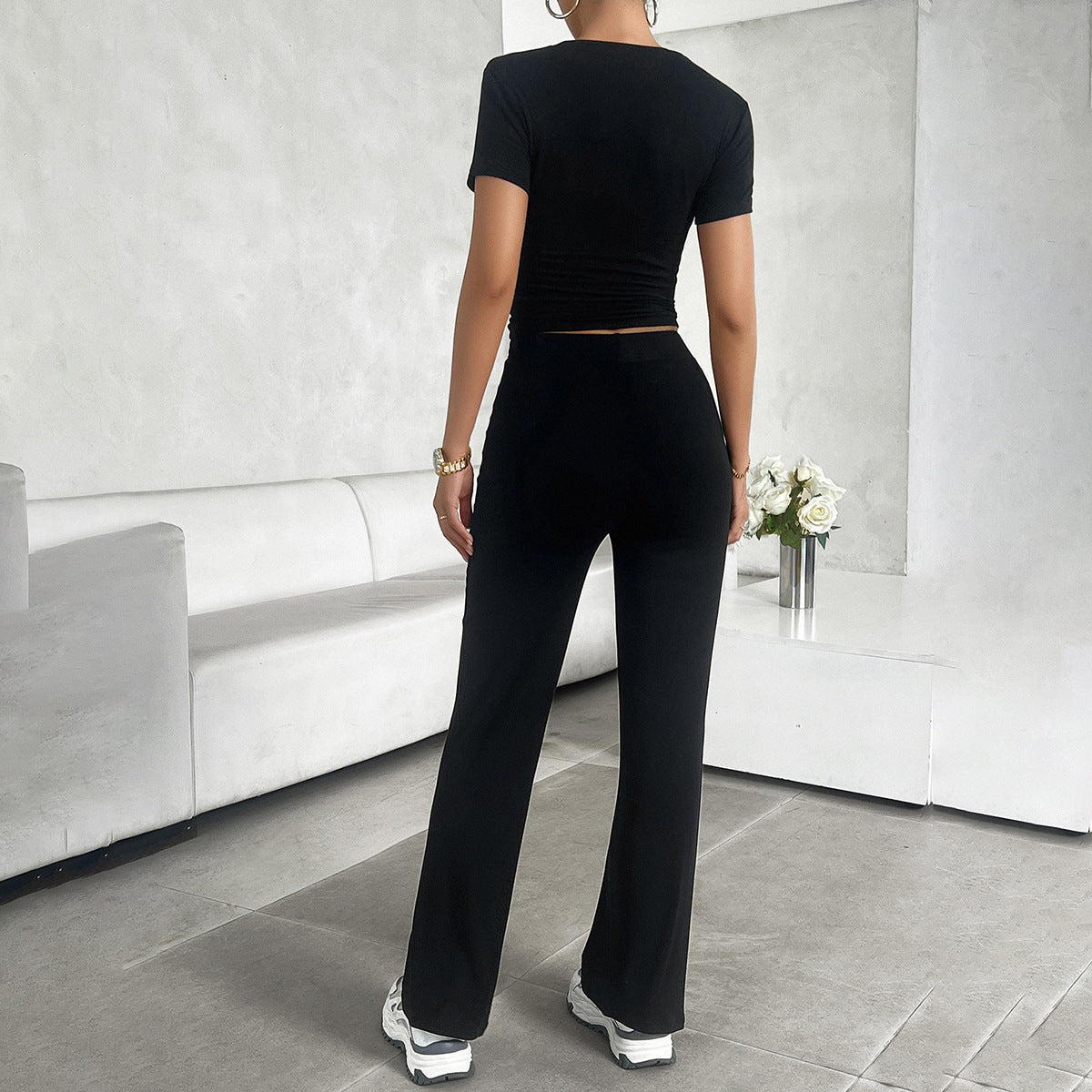 Ensemble Femme Deux Pièces Tissu Doux Style Décontracté