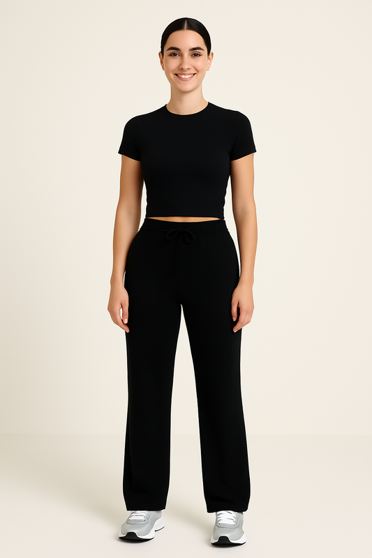 Ensemble Femme Deux Pièces Tissu Doux Style Décontracté