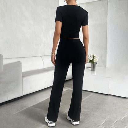 Ensemble Femme Deux Pièces Tissu Doux Style Décontracté