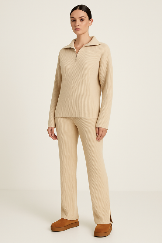Ensemble Loungewear Femme Luxe Tissu Doux Pantalons Large